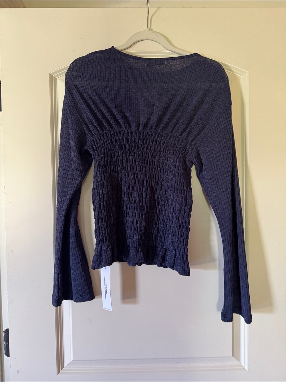 Princess Polly Navy Blue Smocked Long Sleeve Top - Picture 5 of 5